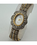 VTG Cenere Quartz Watch Women Gold Tone Bling Rhinestone MOP Analog New Battery - $66.49