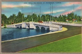 Snell Isle Bridge St Petersburg,FL Linen Postcard - £7.54 GBP