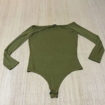 Pretty Little Thing Basic Olive Green Slinky Long Sleeve Bodysuit US Siz... - $9.75