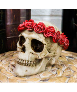 Ebros Day of The Dead Red Rose Laurel Flower Wreath Sugar Skull Figurine... - $23.22 CAD