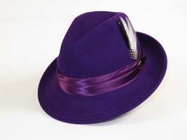 Mens Bruno Capelo Hat Australian Wool Crushable Fedora Giovani UN107 Purple image 5