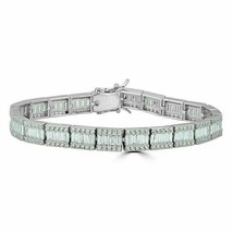 Da Uomo VVs1 Diamante Baguette Braccialetto Tennis 14K Bianco Oro Argent... - $312.97 CAD