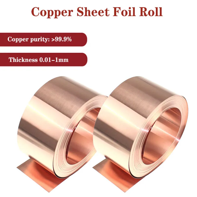 99.9% T2 Copper Sheet Roll Pure Copper Strip Ultra-thin Cu  Foil Plate T... - £37.58 GBP