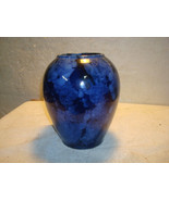 Vtg. pottery vase; dark blues and blue muted patches glaze UNMARKED - £22.57 GBP