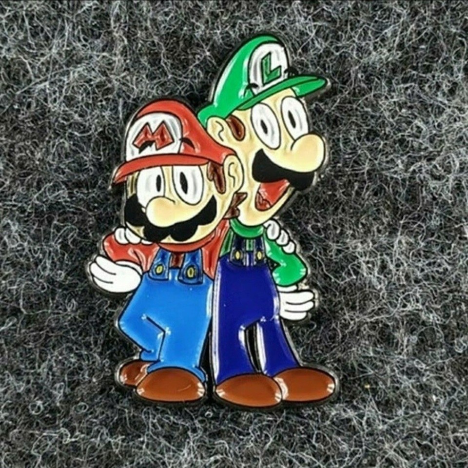 Nintendo Mario and Luigi Enamel Pin Collectible Brothers Hat Lanyard Lap... - $9.50