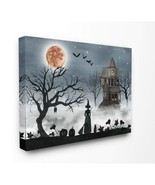 Stupell Industries Halloween Witch Silhouette in Full Moon Haunted House... - £38.53 GBP