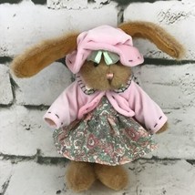 Hug Fun Intl Plush Bunny Rabbit Pink Cottagecore Outfit Stuffed Animal 2001 - $7.91