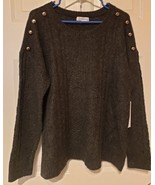 Liz Claiborne Sweater Women&#39;s Sz XL Button Accents LS Charcoal Heather M... - $16.49