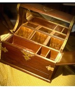 Rare Handmade West Germany Wooden Jewelry Box with Secret Trap Drawer and Brass  - $109.00