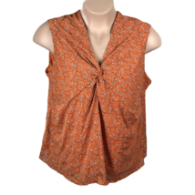 Liz Claiborne Shirt Blouse ~ Sz 2X ~ Orange ~ Sleeveless ~ Floral ~ Lined - $17.09