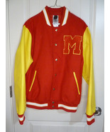 Men&#39;s MJ Thriller Michael Jackson Red M Logo Varsity Bomber Jacket Sz S-M?? - $119.15 CAD