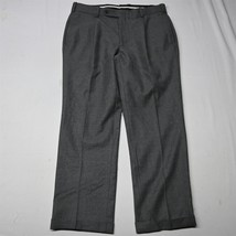 Tom James 34x30 Gray Flannel Corporate Image Pleated Cuffed Mens Dress Pants - $59.99