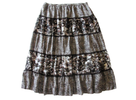 Chico&#39;s Animal Print Silk Rayon Velvet Burnout Tiered Peasant Maxi Skirt... - £14.79 GBP