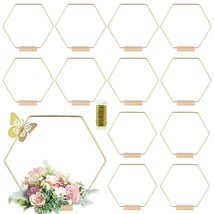 12 Pack Hexagonal Floral Hoops With Stand 8 Inch Metal Rings For Diy Cen... - £35.39 GBP