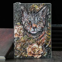 Faux Leather Embossed Cute Cat Cover Vintage Journals Notebook Lined Paper Diary - £21.57 GBP