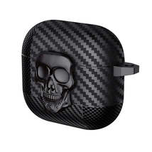 Carbon Fiber Pattern Skull Lock Bluetooth Earphone Protective Case - $14.33