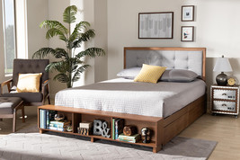 Elsie Light Grey/Ash Walnut 4-Drawer Full Size Platform Storage Bed - $753.00