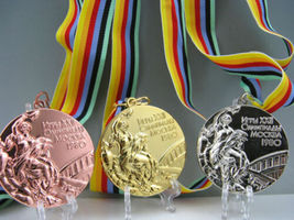 1980 Moscow Olympic Medals Set (Gold/Silver/Bronze) with ribbons &amp; Displ... - £70.97 GBP
