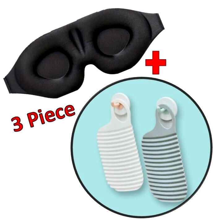 3 Pcs Eye Mask + 2 Bonus Mini Intimate Washboards Padded Travel Pair Delicates