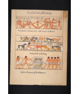 Vtg Egyptian Artwork Colored Pencil Mabel Eaton Phillips Tomb Ptah-Hotep... - €34,35 EUR