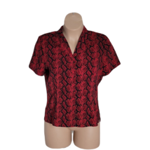 Modern Essentials Button Up Collared Shirt ~ Sz16 ~ Red &amp; Black ~Short S... - $20.69