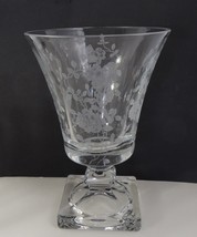 Fostoria Midnight Rose Etched Footed Flared Pedestal Vase Urn, Clear Glass - £117.91 GBP