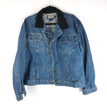 Ruff Hewn Mens Denim Jacket Vintage Retro Trucker Contrast Collar Made in USA M - £26.74 GBP