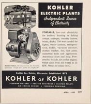 1952 Print Ad Kohler Electric Generator Plants Made in Kohler,Wisconsin - $13.93