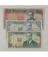 Kenya 3-Notes Currency Set 1989-1994 10, 20 &amp; 500 Scellini - $1,539.80 MXN