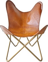 Leather Jackson Leather Living Room Chairs-Butterfly Chair Brown Leather - £128.67 GBP