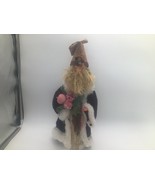 LOTTIE WHITE Santa Figurine Folk Art Velvet MCM Christmas Decor 18 Inch ... - $29.65