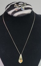 VTG Clear Crystal Teardrop Necklace &amp; Clip On Earrings Set 925 Sterling ... - $549.30 MXN