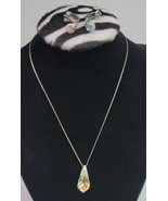 VTG Clear Crystal Teardrop Necklace &amp; Clip On Earrings Set 925 Sterling ... - $549.30 MXN