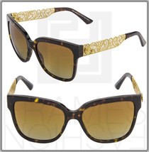 DOLCE &amp; GABBANA Metal Filigree DG 4212 Square Sunglasses Gold Brown Polarized - £213.62 GBP