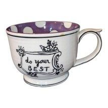 Do Your Best - Anthropologie Molly Hatch Mug Coffee Tea Cup Purple Dots - $15.81