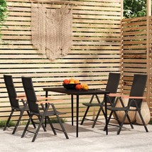  Garden Dining Set Black Powder-coated steel Medium Foldable - €467,64 EUR