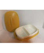 Vintage TUPPERWARE 4pc Divided Vegetable Microwave Steamer Harvest Gold ... - $39.55