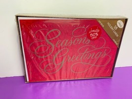 Red Season&#39;s Greetings Gold Lettering Christmas Holiday Image Arts NEW Sealed - £6.32 GBP