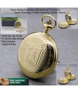 Flying Scotsman Double Full Hunter Gold Mechanical Pocket Watch with Cha... - £51.18 GBP
