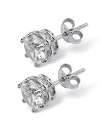 PalmBeach Jewelry 4 TCW Cubic Zirconia Platinum-plated Silver Stud Earrings - £31.54 GBP