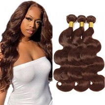 Color #4 Body Wave Bundles Human Hair Dark Brown Human Hair Bundles 8A Peruvian  - $53.99