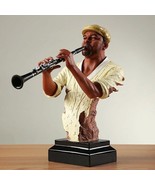 Abstract Pub Clarinet Player Bust Handmade Resin Instrumentalist Statue  - $296.01