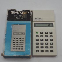 Sharp EL-218 Elsimate Hand Held VTG Calculator 1980&#39;s Instruction w/ Box - £9.61 GBP