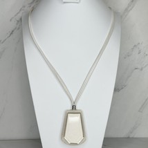 Chico&#39;s Chunky White Pendant on White Cord and Silver Tone Necklace - £13.22 GBP