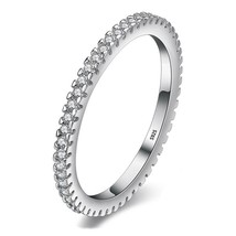 YANHUI 925 Solid Silver 1.5mm Width Round Ring With Full Circle Small Zirconia D - £9.59 GBP