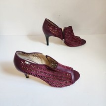 Calvin Klein Kailani Bootie Pumps Womens 11 M Purple Leather Peep Toe High Heels - £12.56 GBP