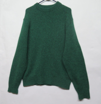 Vtg Winona Knits Sweater Mens L Tall Green Wool Blend Knit Christmas Crew USA - £30.58 GBP