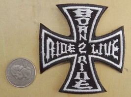 Maltese Iron Cross Born To Ride IRON-ON SEW-ON Embroidered Patch 2 3/4 &quot;X 2 3/4&quot; - $4.99