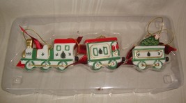 Spode Christmas Tree 3 Piece Ornament Train Set Hanging Ornament Hand Painted - $31.67