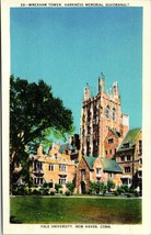 New Haven CT Connecticut, Wrexham Tower Quad, Yale University, Linen Postcard - £6.08 GBP